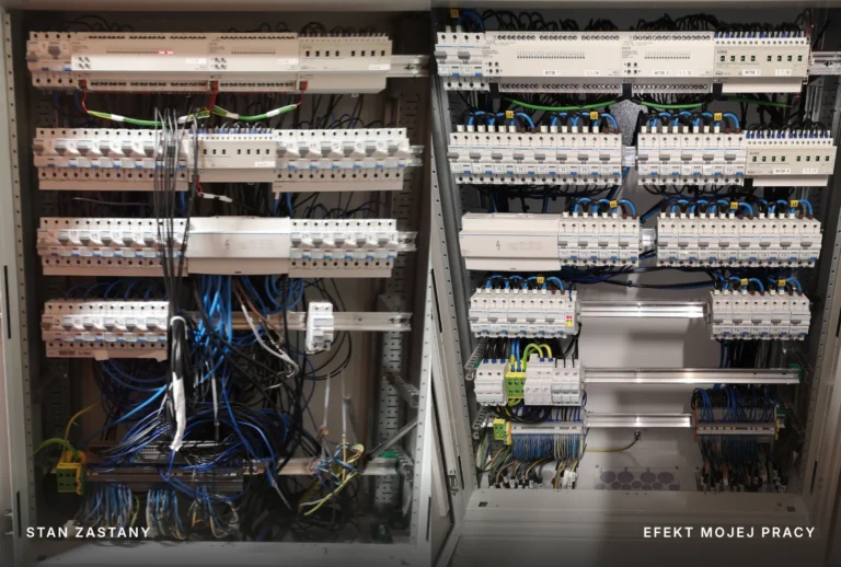 Profesjonalna prefabrykacja rozdzielnicy elektrycznej w systemie smart home KNX Warszawa.